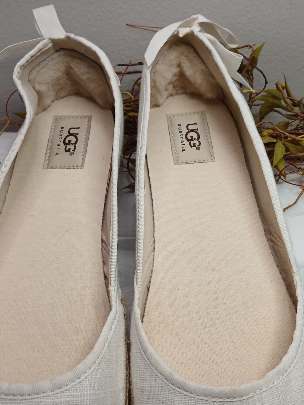 UGG Women's Cream Espadrille Slip-On Flats Rope Sole Bow Detail NEW With Flaws - Picture 5 of 15